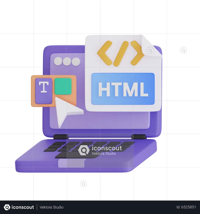 Editor html de programación de diseño web  3D Icon