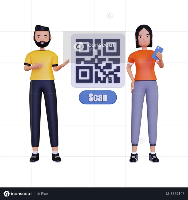 Disposition du code QR  3D Illustration