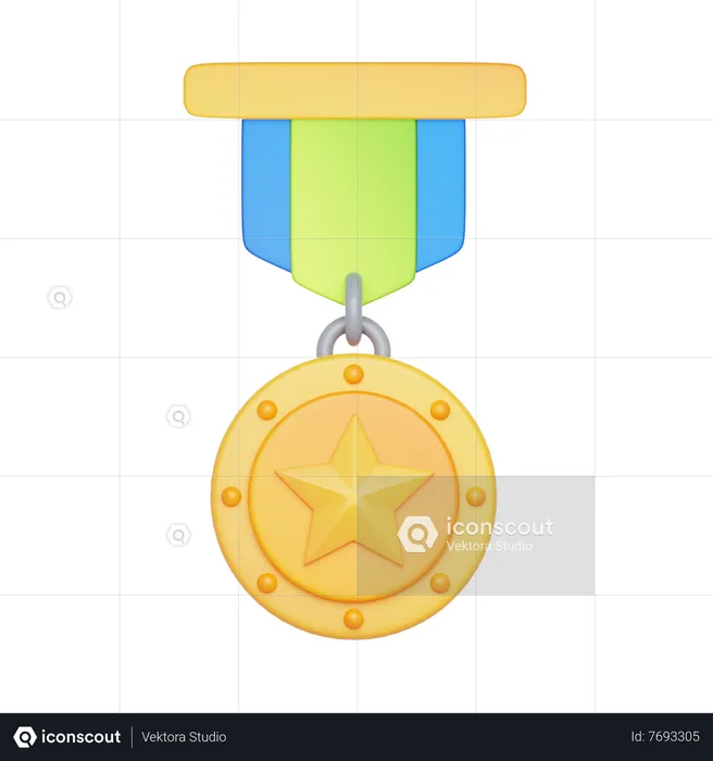 Distintivo de vencedor de medalha Logo 3D Icon