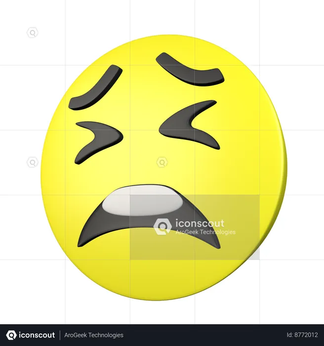 Distraught Face Emoji 3D Icon