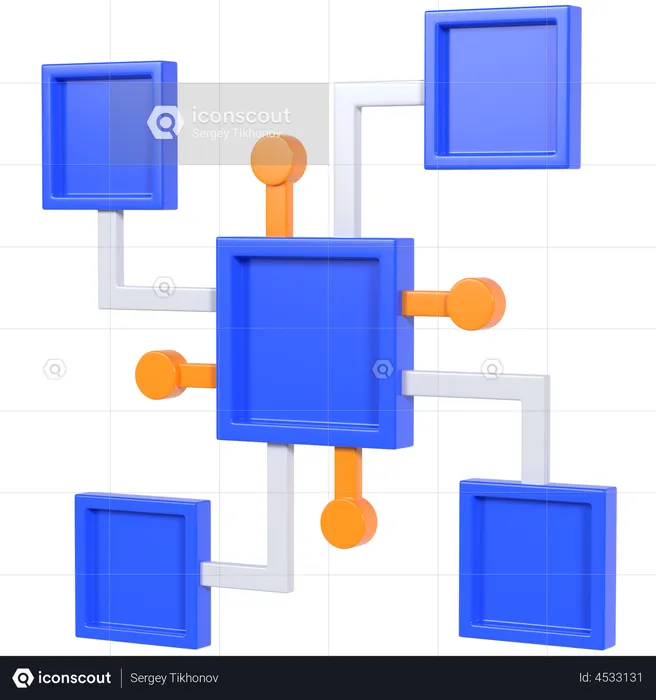 Distributed Blockchain  3D Illustration