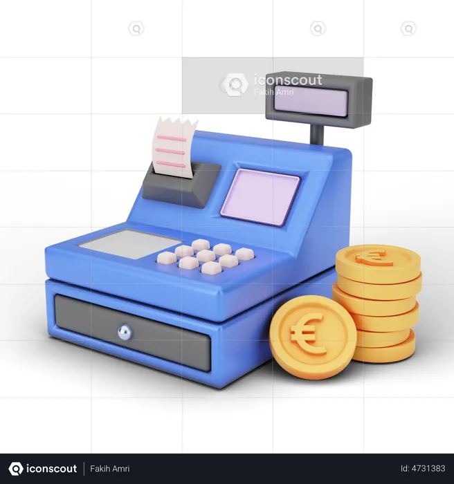 Distributeur automatique de billets en euros  3D Illustration