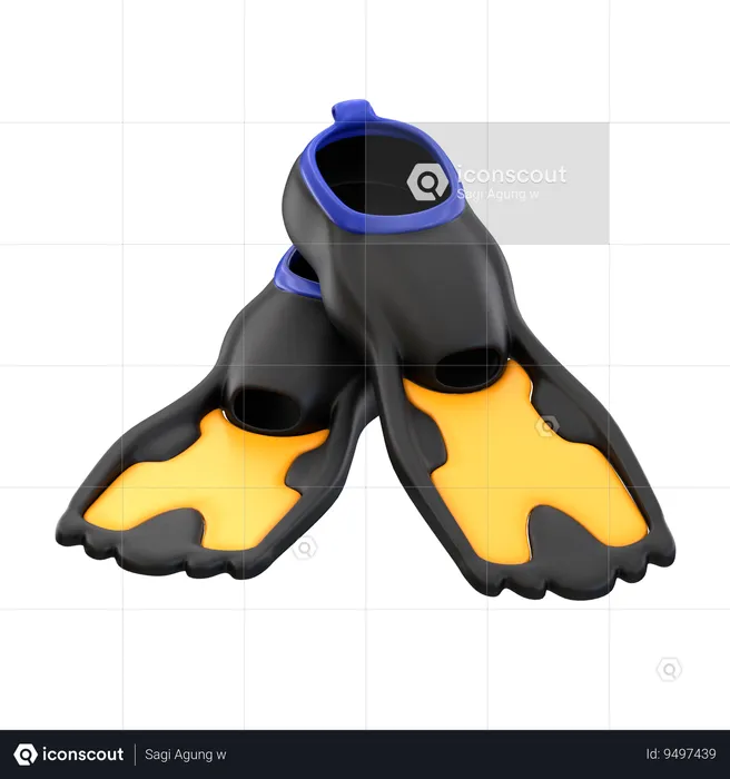 Diving Flippers  3D Icon