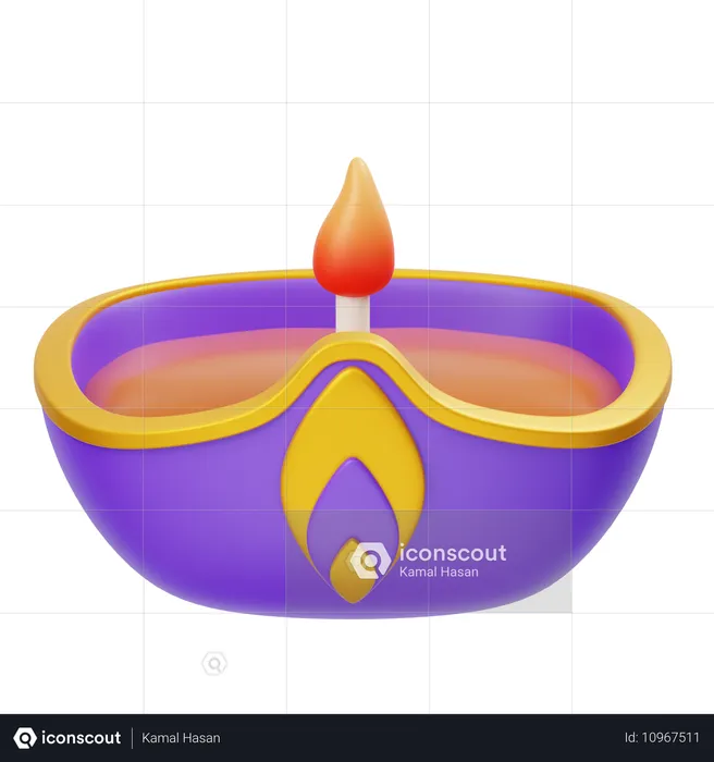 Diwali Lamp  3D Icon