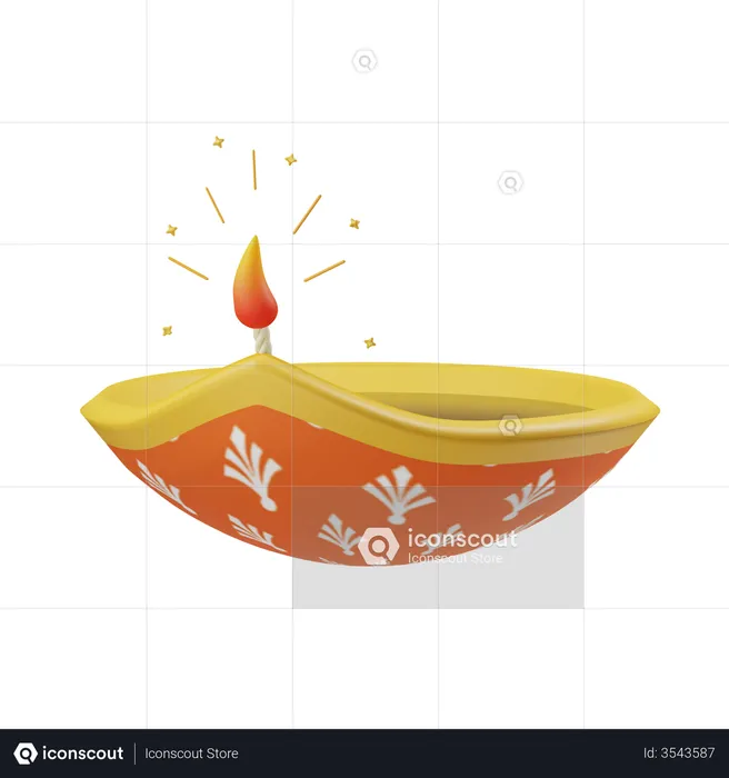 Diwali Lamp  3D Illustration