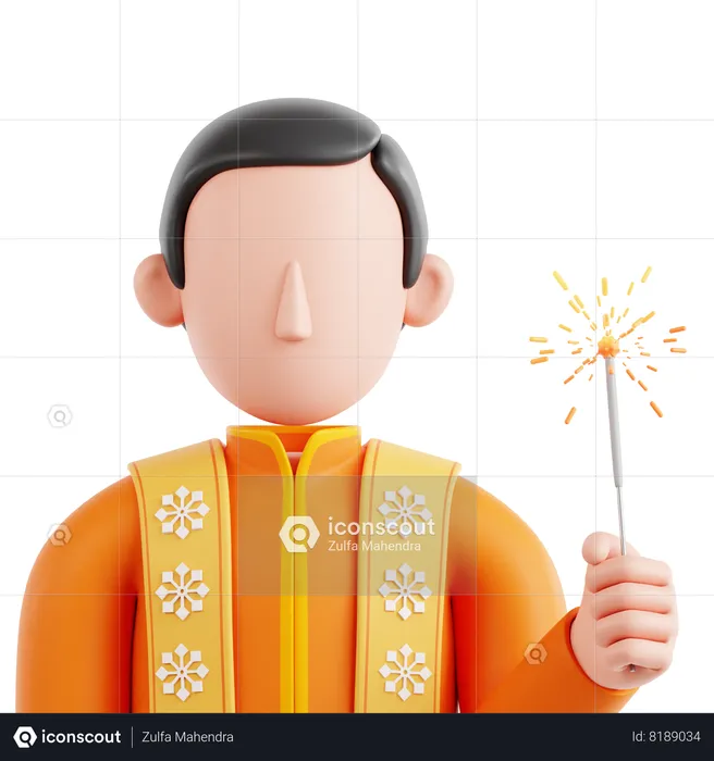Diwali Man  3D Icon