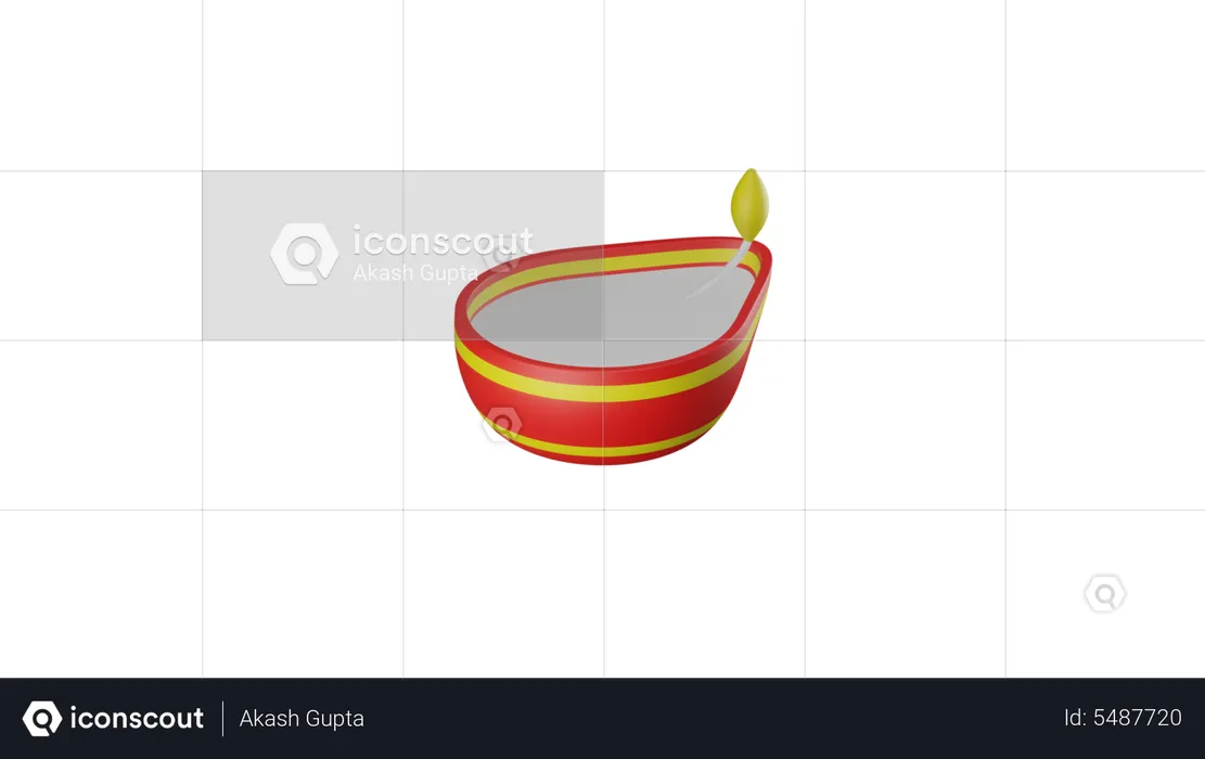 Diwali Oil Lamp  3D Icon