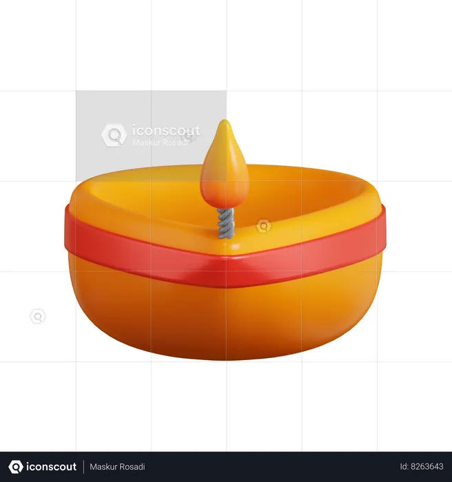 Diya Lamp  3D Icon