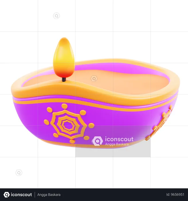 Diya Lamp  3D Icon