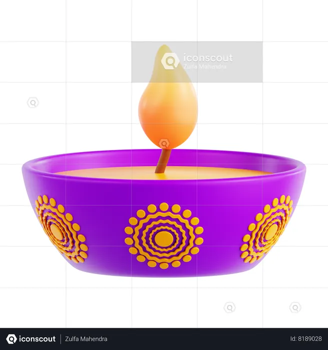 Diya Lamp  3D Icon