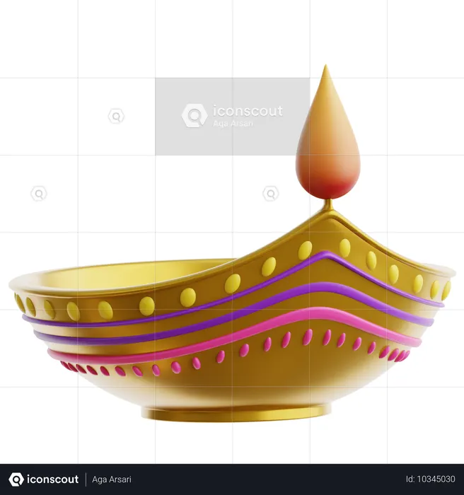 Diya Lamp  3D Icon