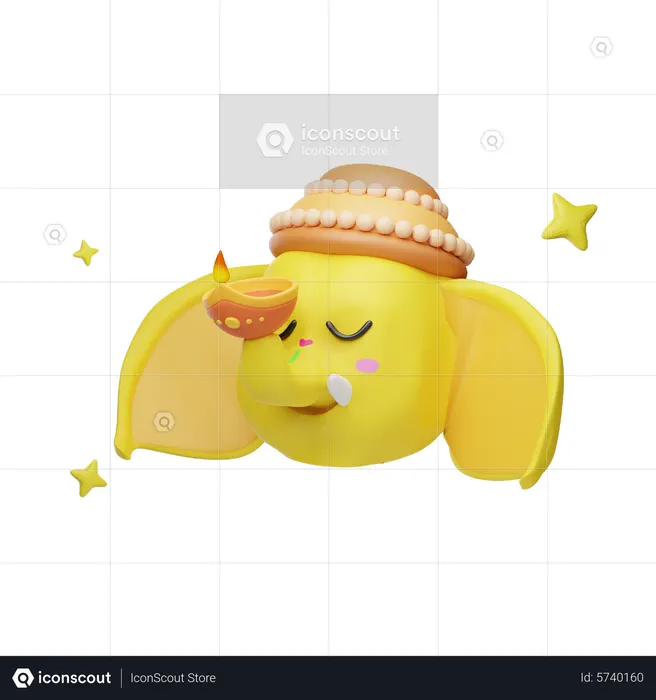 Diya On Trunk  3D Illustration