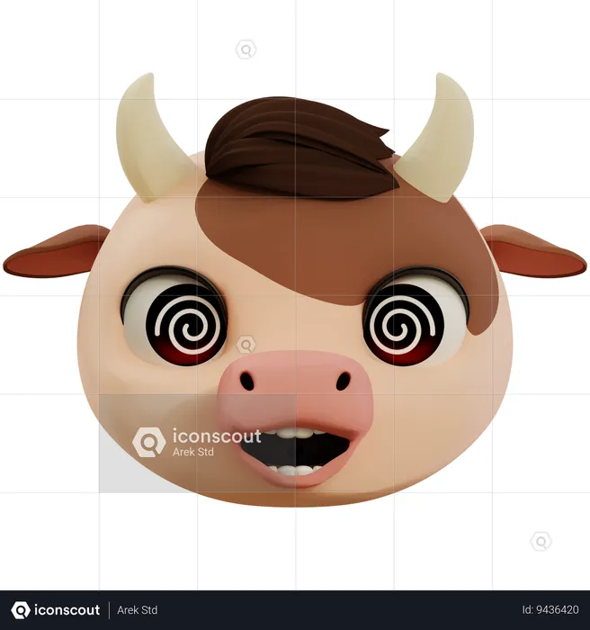 Dizzy Cow Emoji Emoji 3D Icon