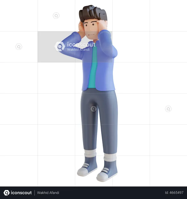 Dizzy person with headache  3D Illustration