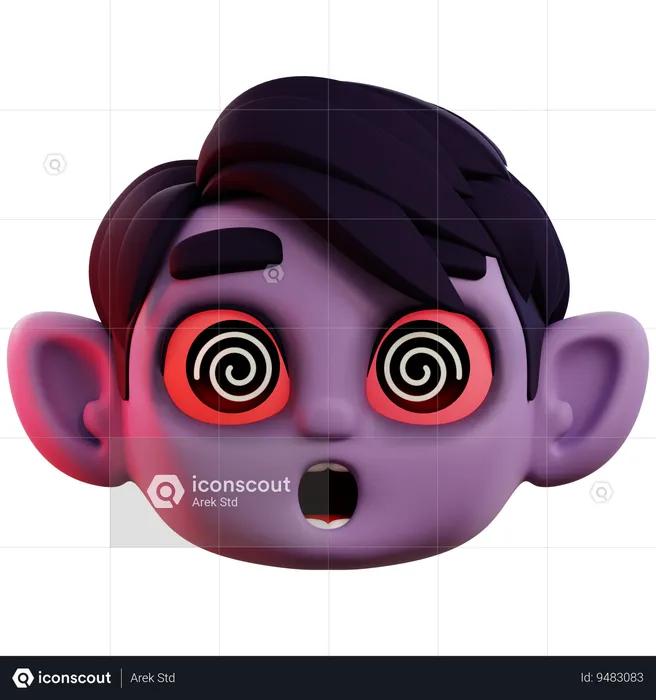 Dizzy Vampire Emoji 3D Icon