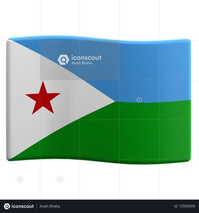 지부티 Flag 3D Icon