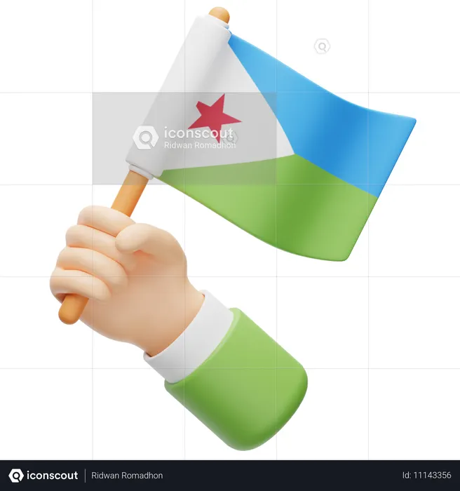 Djibouti flag in hand Flag 3D Icon