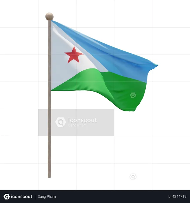 Djibouti Flagpole Flag 3D Flag