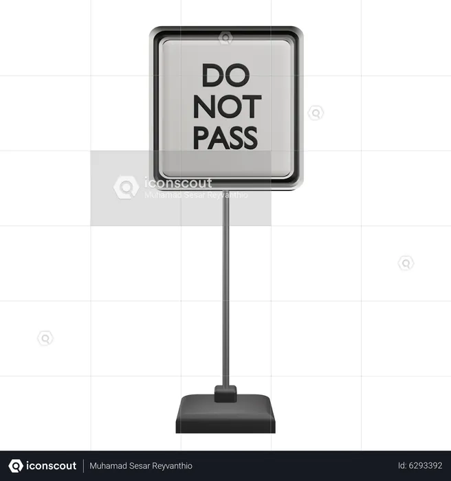 Do Not Pass Sign Board  3D Icon