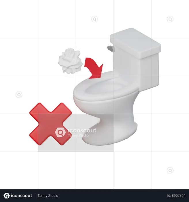 Do Not Throw Garbage In The Toilet  3D Icon