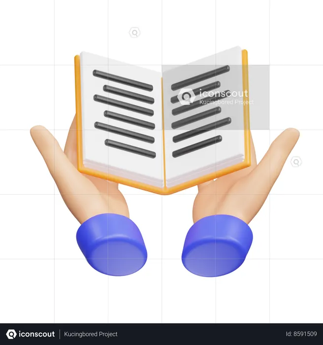 Doble mano con libro Emoji 3D Icon