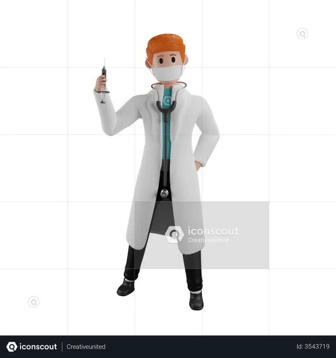 Médecin avec une seringue  3D Illustration