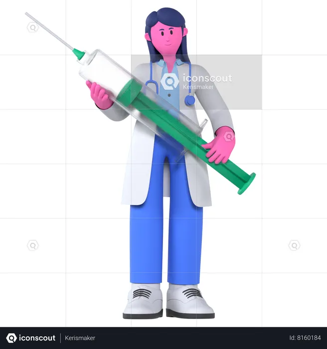 Médecin avec une seringue  3D Illustration