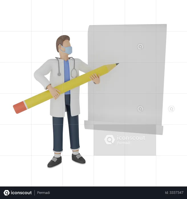 Médecin écrivant sur un papier vierge  3D Illustration