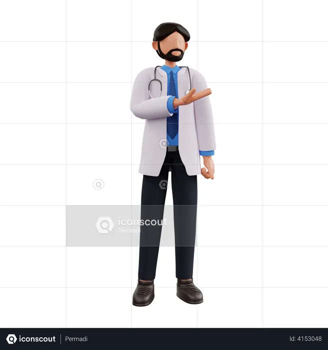 Docteur montrant quelque chose  3D Illustration