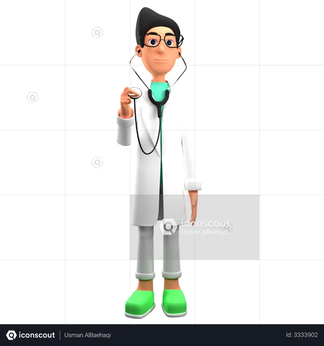 Docteur tenant un statoscope  3D Illustration