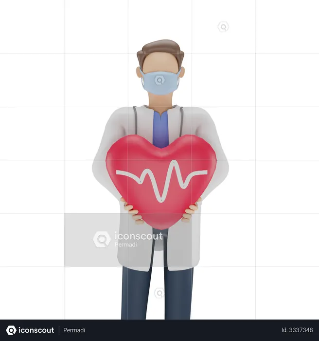 Docteur, tenue, coeur  3D Icon