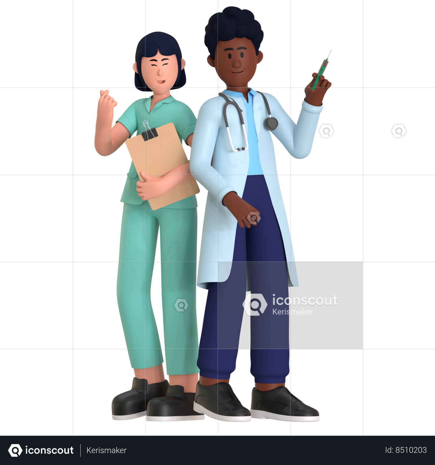 Vector Illustration Set Of Doctors Or Nurse In Different Poses Stock  Illustration - Download Image Now - iStock