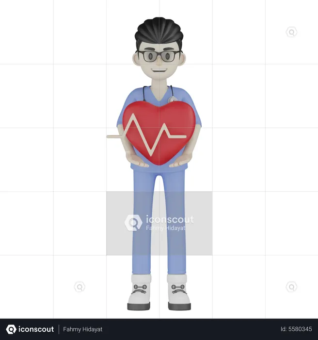 Doctor Caring Heart  3D Illustration