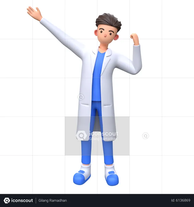 Doctor celebrating victory  3D Illustration