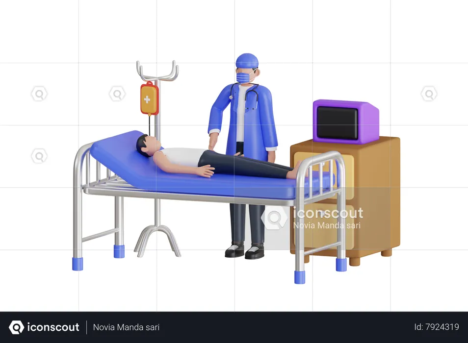 Doctor Check Patient Health Condition  3D Illustration