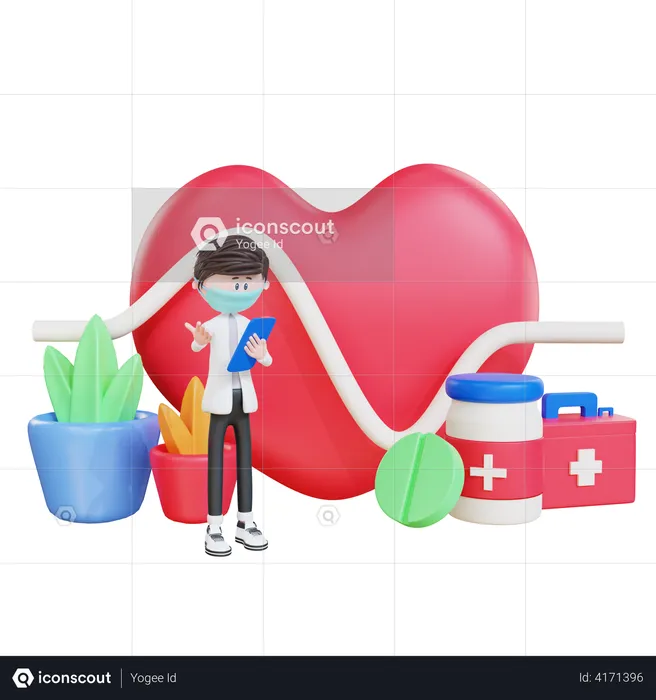 Doctor checking Heart Diseases  3D Illustration