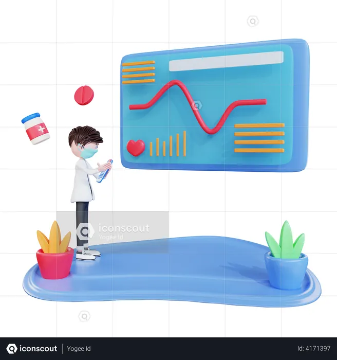 Doctor checking heart rate  3D Illustration
