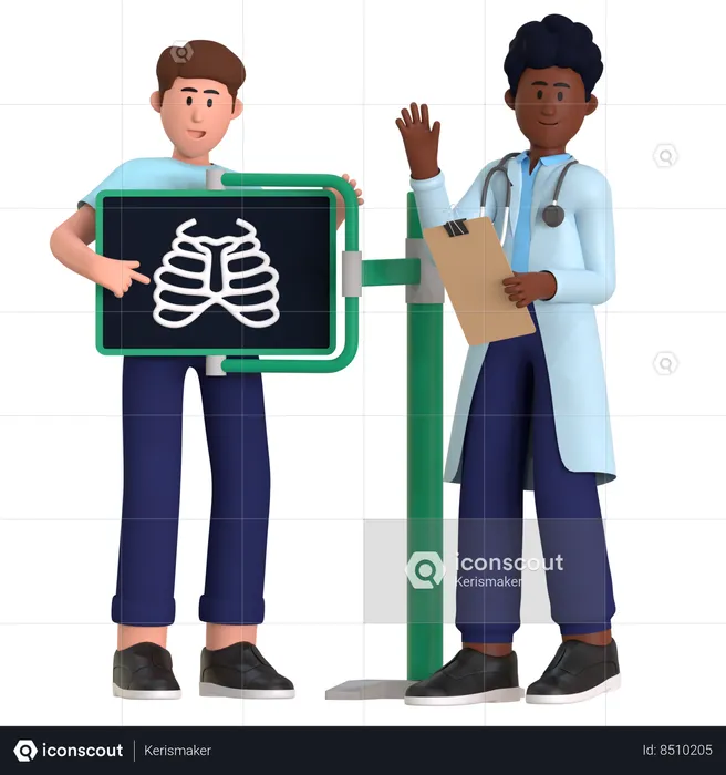 Doctor Checking Lungs Report  3D Illustration