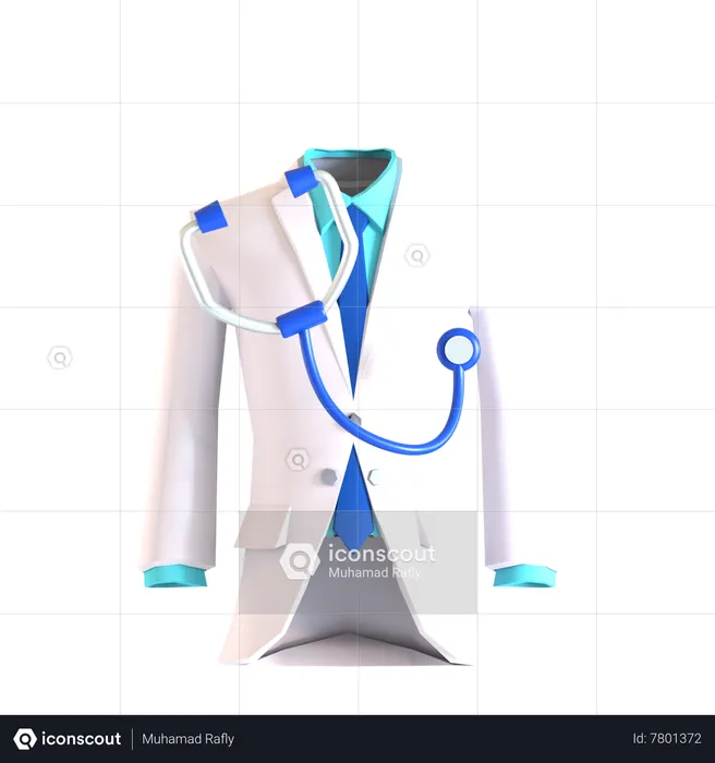 Doctor Coat And Stethoscope  3D Icon