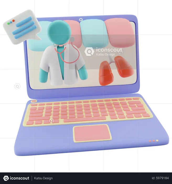 Médico en línea con pulmones  3D Illustration