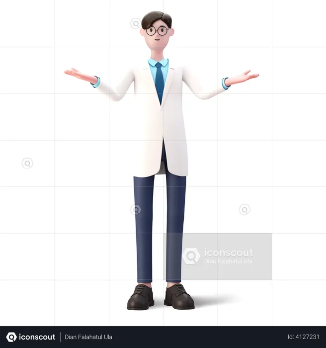 Doctor de pie con los brazos abiertos  3D Illustration