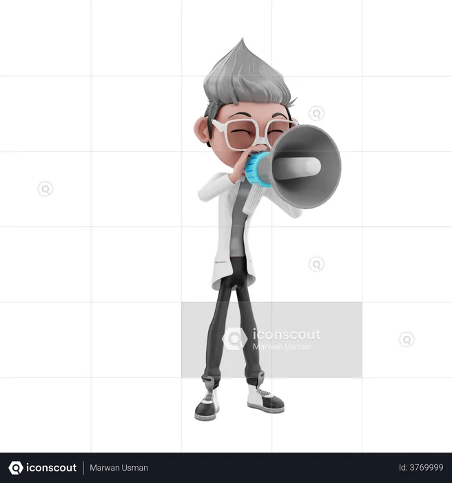Doctor doing announcement with megaphone  3D Illustration