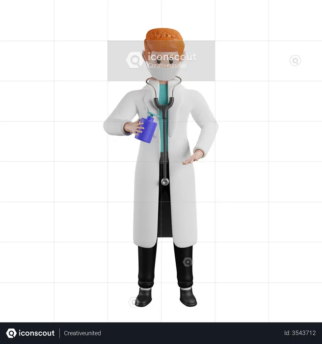 Doctor doing hand sanitizing  3D Illustration