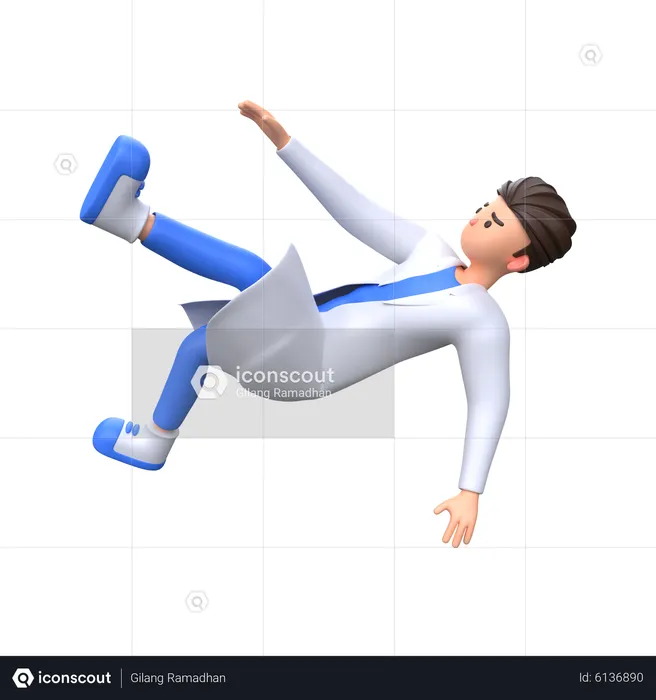 Doctor falling down  3D Illustration