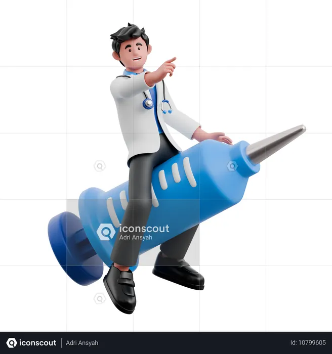 Doctor Flying  3D Illustration