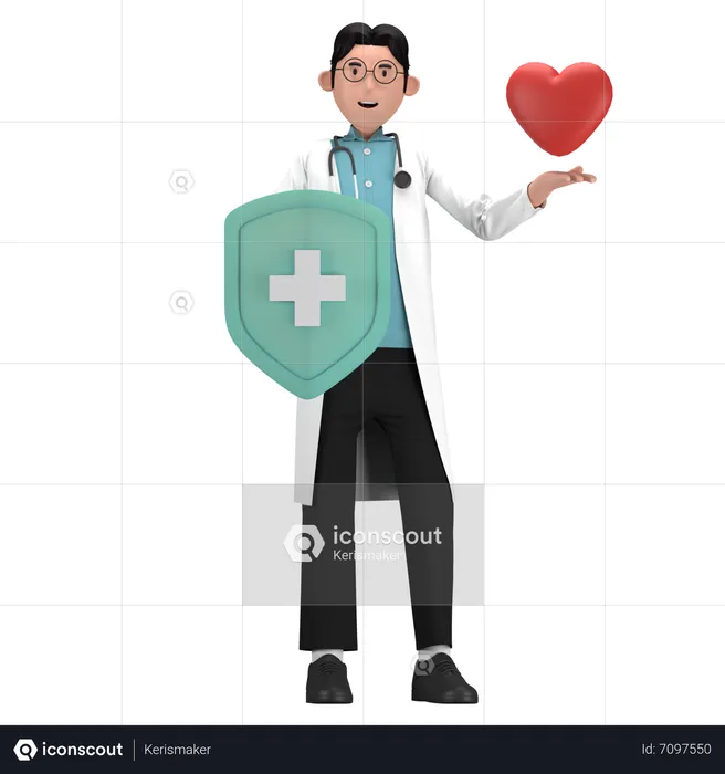 Doctor Giving Health Insurance  3D Icon