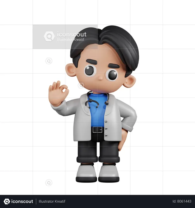 Doctor Giving Ok Sign  3D Illustration