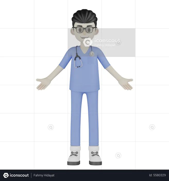 Doctor Giving Standing Pose  3D Illustration