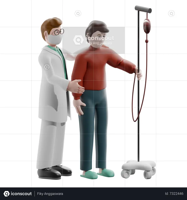 Doctor helping ill patient  3D Illustration