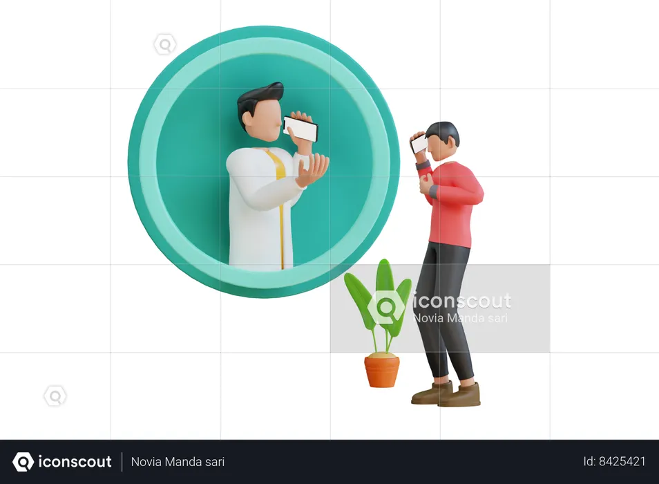 Doctor Helping Patient On Mobile Phone  3D Icon